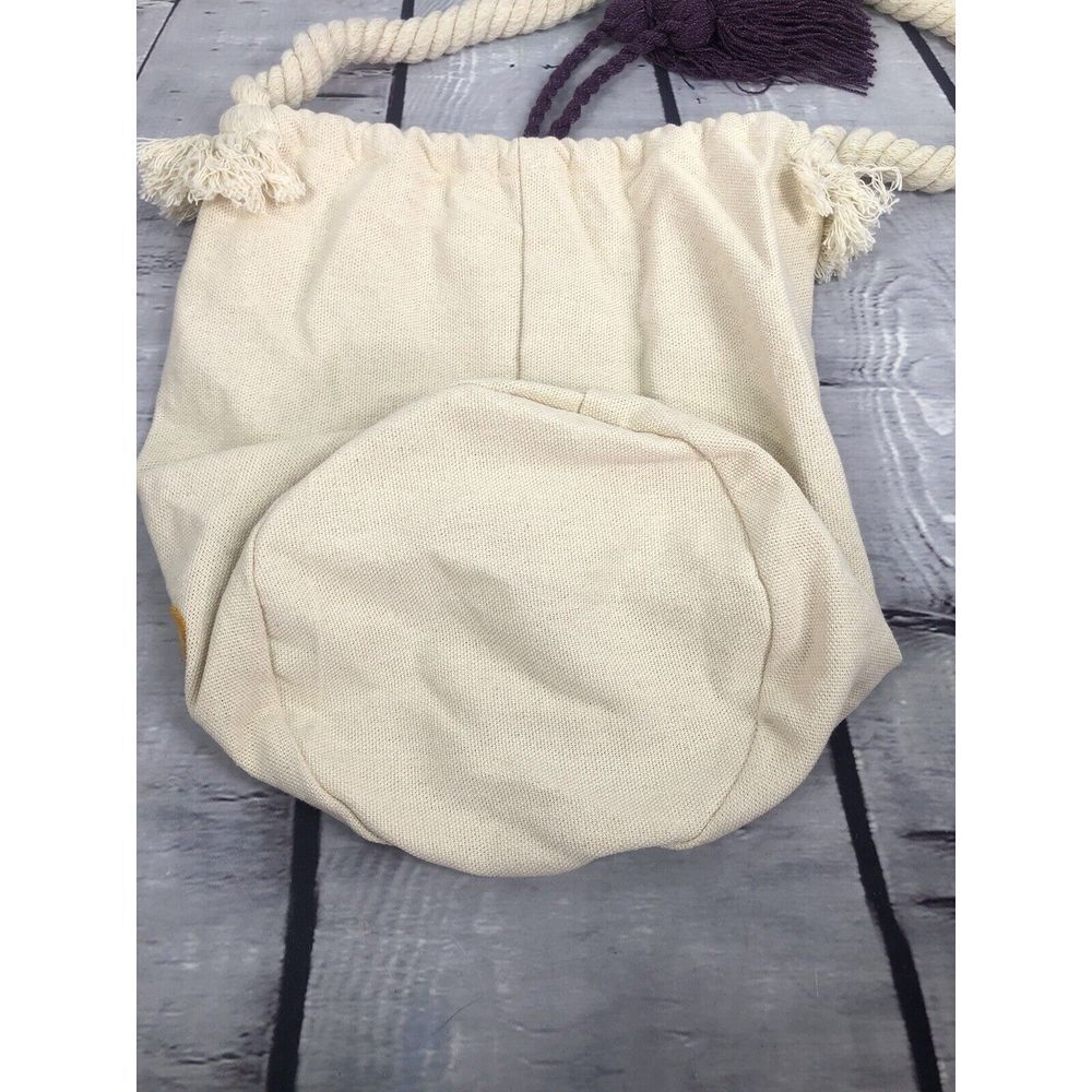 handmade embroidered jute‎ sachel cross body shoulder bag floral - Picture 4 of 5